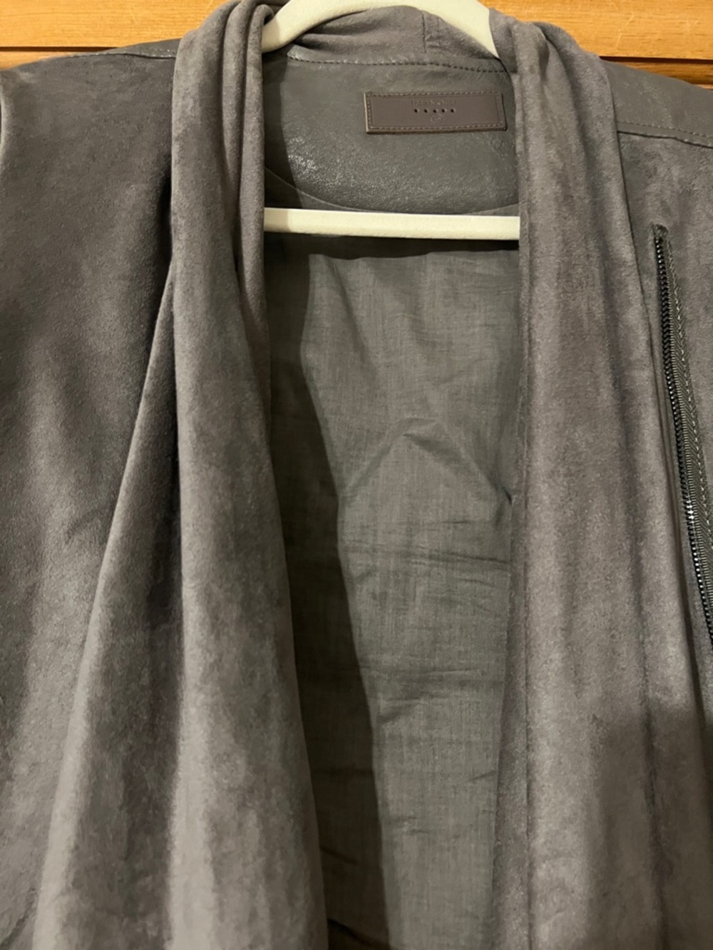 Blank NYC Gray Draped Faux Suede Leather Jacket - Picture 4 of 4